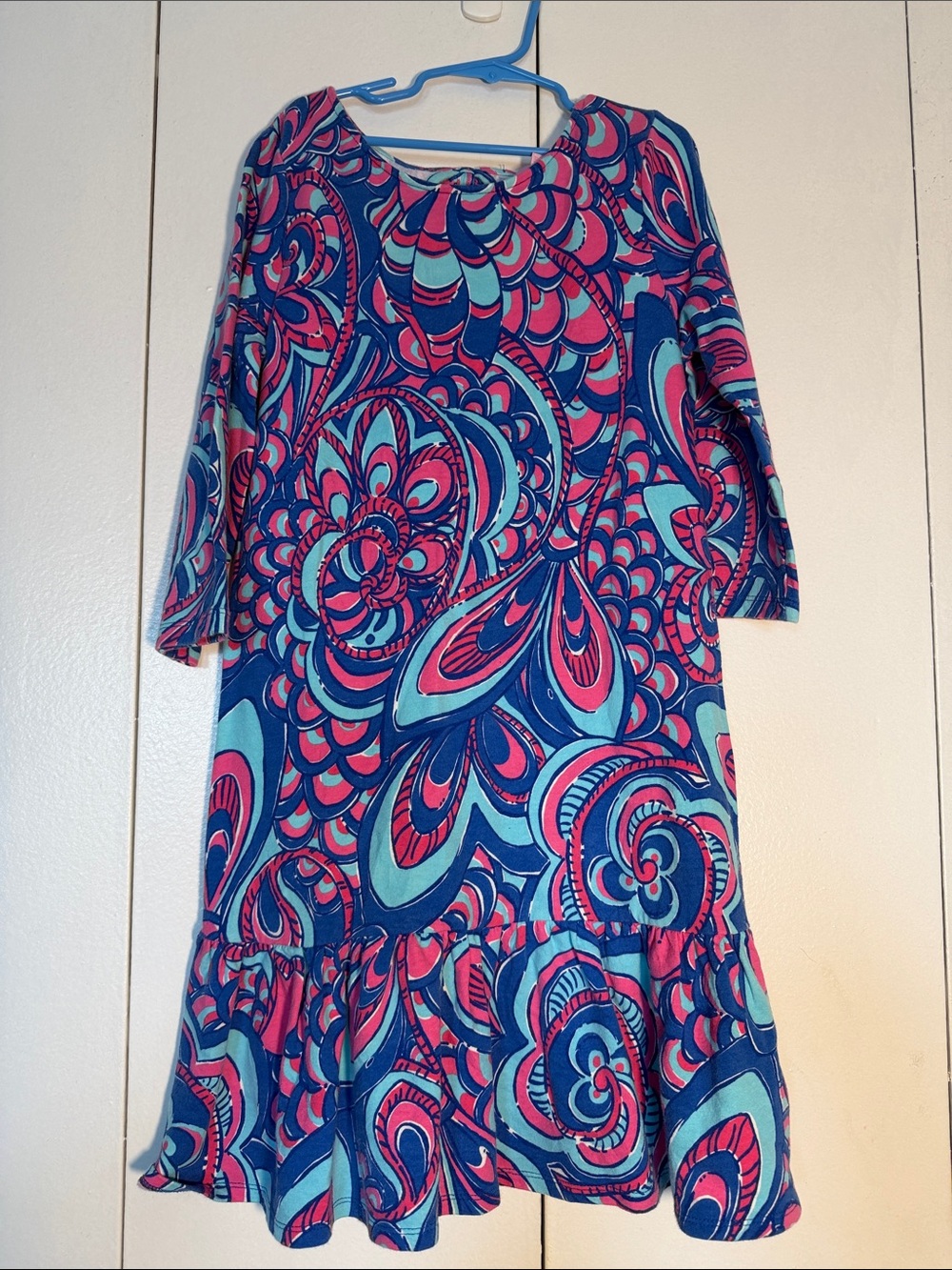 Blue & Pink Patterned girls dress